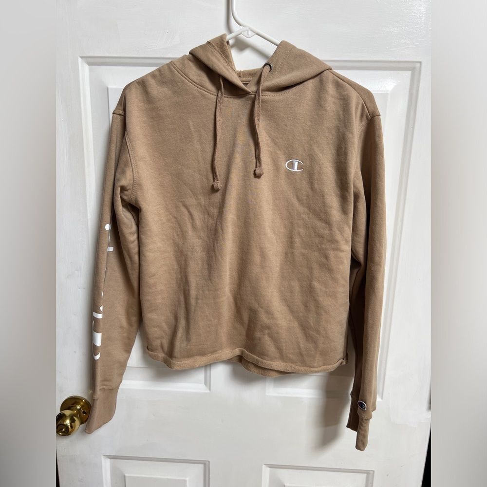 Size S semi cropped hoodie champion womens tan beige classic streetwear